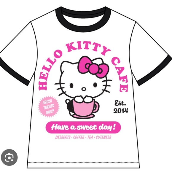 Hello Kitty Cafe T-Shirt - White and Pink - Picture 1 of 3